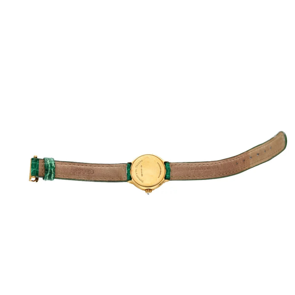 White Watch Leather Case Dial Tiffany&amp;Co Gold Yellow Ladies Tesoro L0130 18k