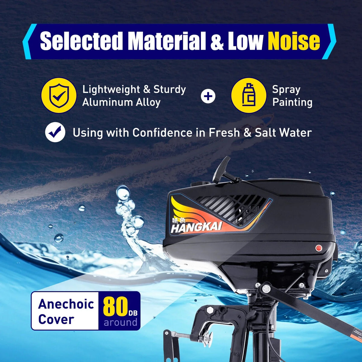 Motor Boat Outboard 3.6 liquid Engine Outboard Motor HANGKAI CDI HP Boat Fishing Stroke 90cm/35.4in 2 Cooling
