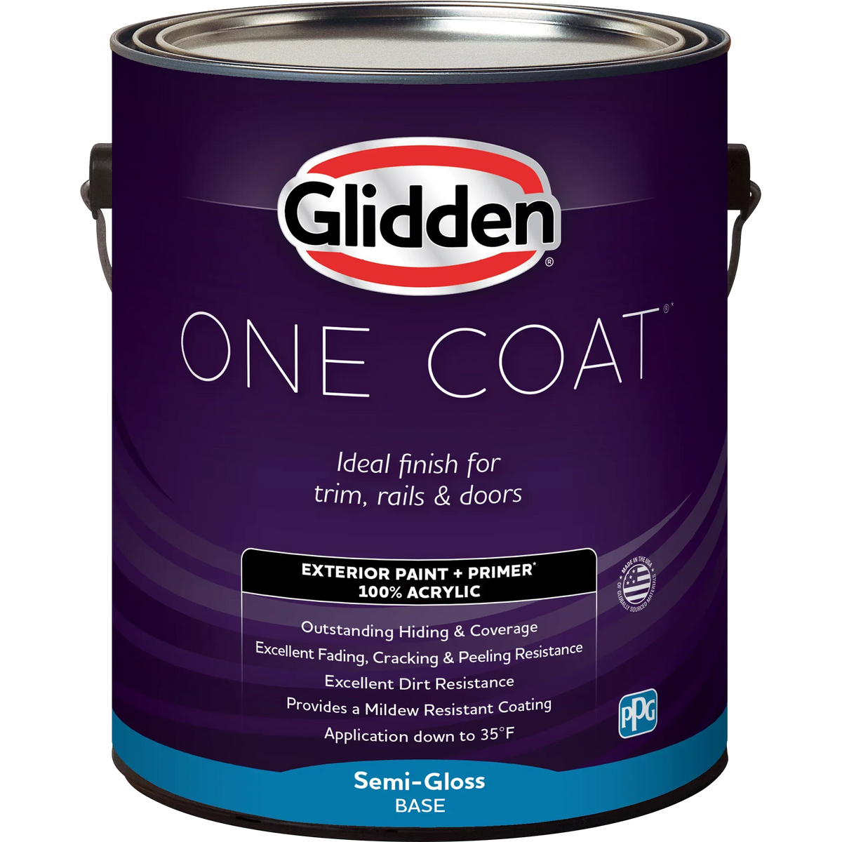 5 Paint + Primer One Exterior Glidden Semi-Gloss, Gallons Orange Coat / Essential Orange,