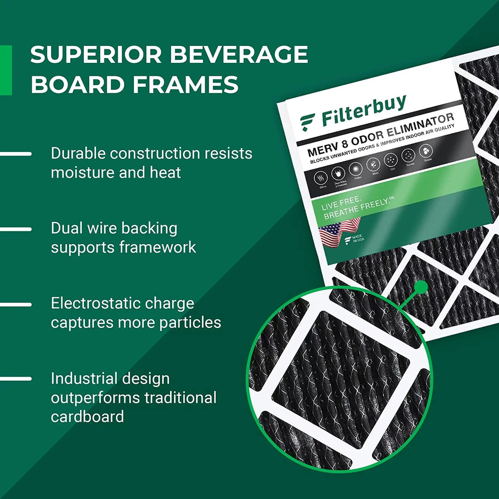 Air 8 HVAC AC 14x20x1 Filters Carbon MERV Eliminator Activated Furnace with Pleated Odor (1-Pack) Filterbuy