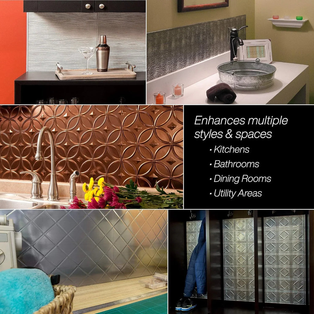 Smoked Pewter Ft 4 Traditional In Sq 15 Decorative Kit design/Pattern Vinyl Backsplash