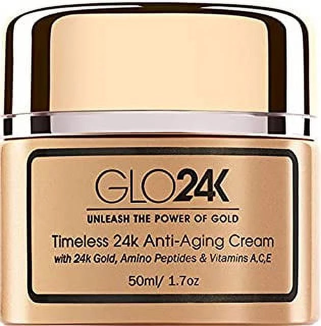 GLO24K Gold Retinol Acid, Hyaluronic Cream with Vitamins, 24k Anti-Aging