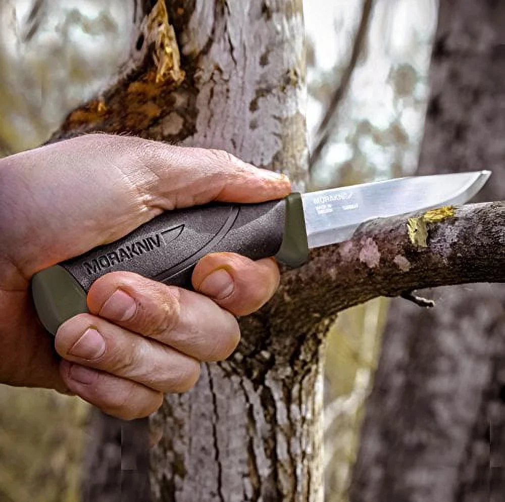 Blade Companion Knife Blade, Fixed with Steel 4.1-Inch, Morakniv Green Carbon exterior Military