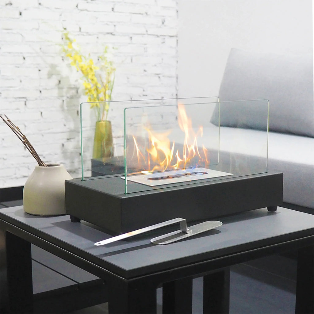 Ethanol exterior 13.98''L Tabletop with Metal x Bio Skypatio Fireplace x 8''H W 7.1'' Ventless Flame Guard