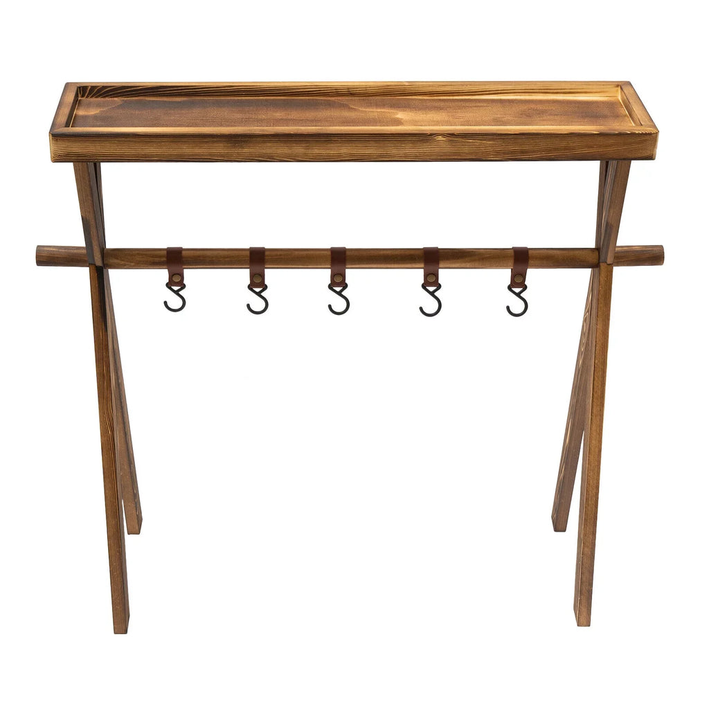Rack Table exterior Miumaeov Picnic, Picnic Shelf Rack Wooden Portable Grill BBQ Camping, Storage for
