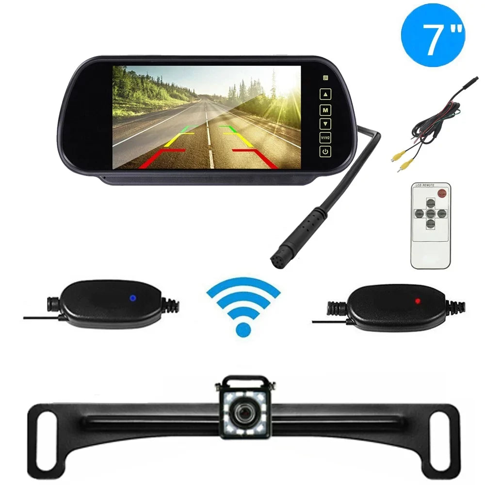 Rear Car Night 7" Vision System Backup Camera Parking View HD Monitor Wireless