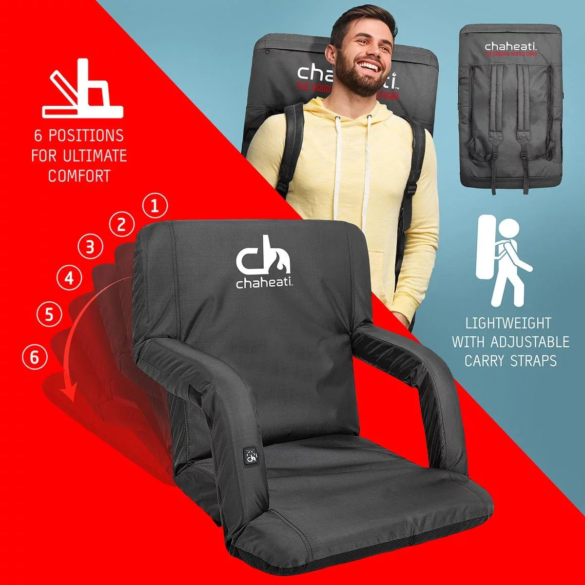 V Seat Chaheati For Activities Camping, exterior Heated in Chair Bleacher And Black 7 – Heated Folding Battery Sports,