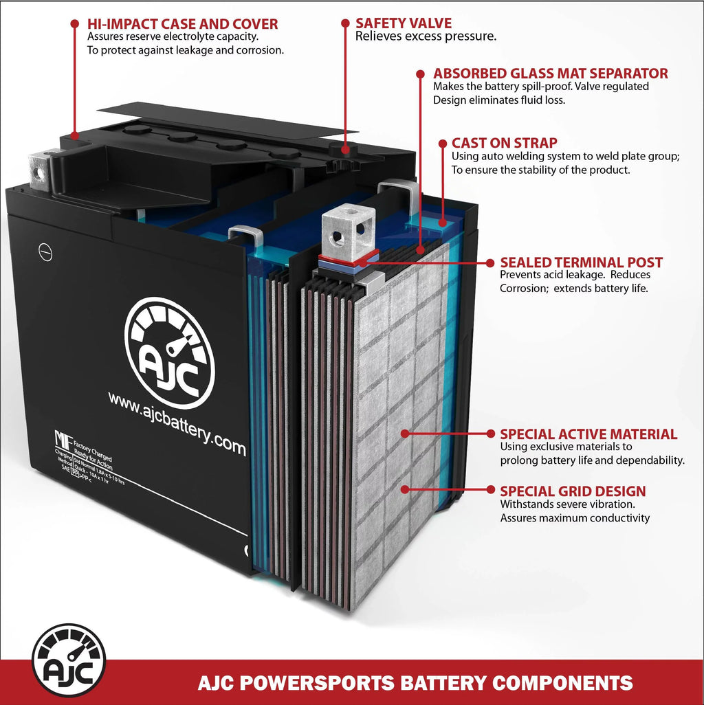 Bombardier Replacement Battery (2005-2008) Battery GTx 500 AJC with 500CC Motorcycle Compatible