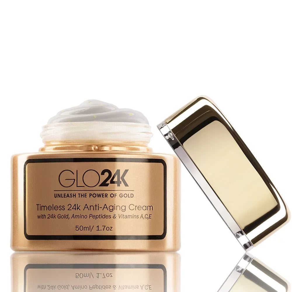 GLO24K Gold Retinol Acid, Hyaluronic Cream with Vitamins, 24k Anti-Aging