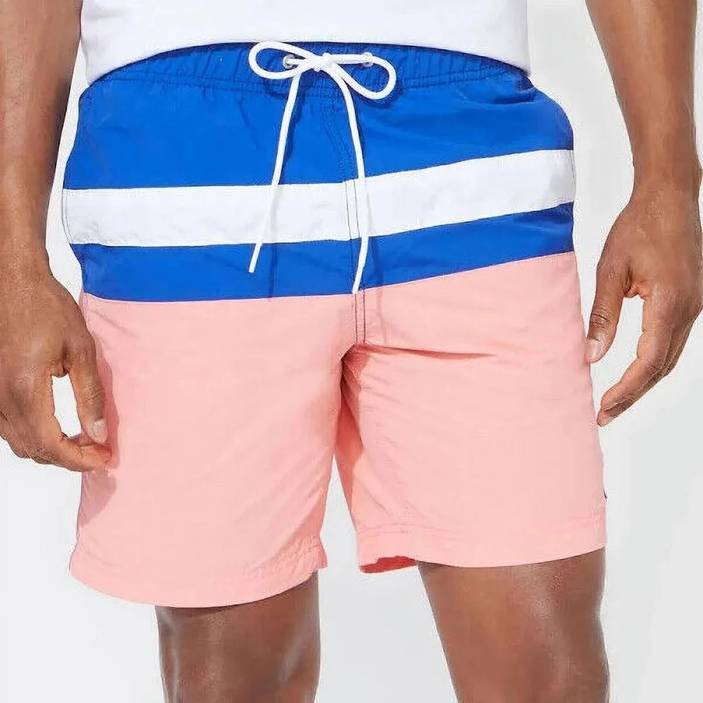 Nautica Colorblocked T01131 Trunks Coral-2XL Men's in Pale Swim 8"
