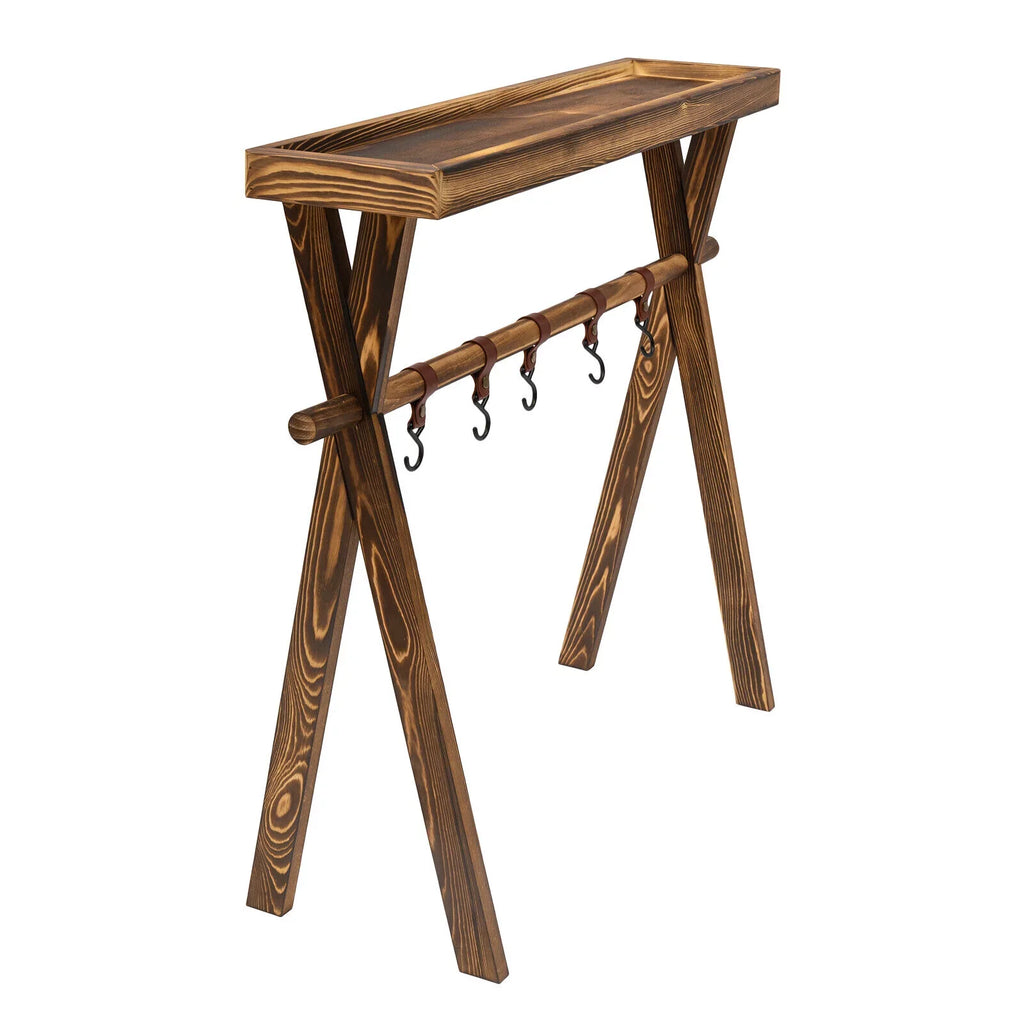Rack Table exterior Miumaeov Picnic, Picnic Shelf Rack Wooden Portable Grill BBQ Camping, Storage for