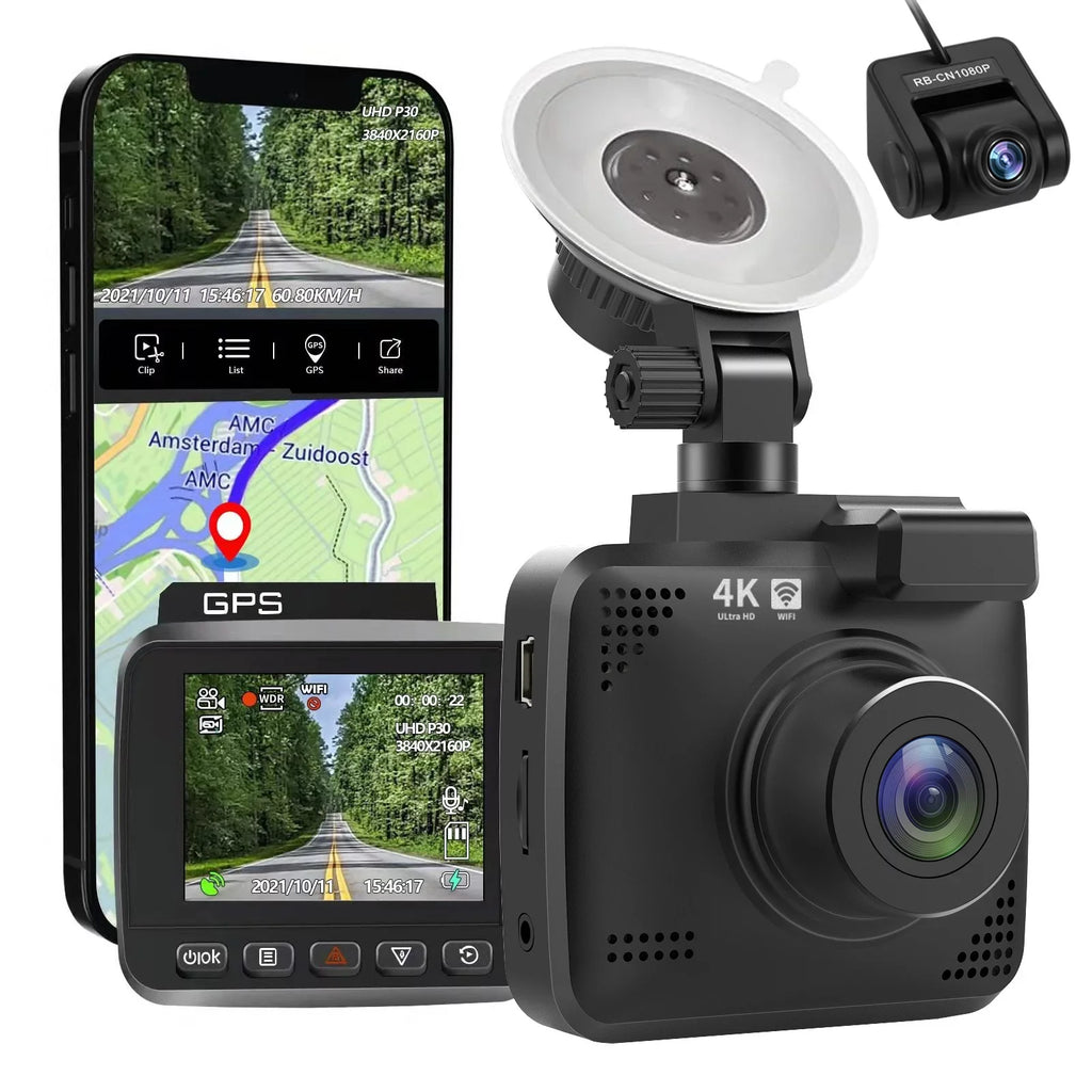Wide Recorder Cam FHD with WiFi Recording, Camera, Monitor, and Loop Driving WDR, GPS Vision, Cam 170° Front Built-in & Car Night Angle Parking 4K with Dash for G-Sensor, 2160P Cars, Dash Rear