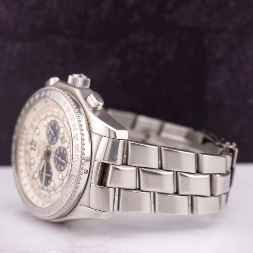 44mm BREITLING White Watch B-2 Dial Steel Chronograph Automatic A42362 Men's