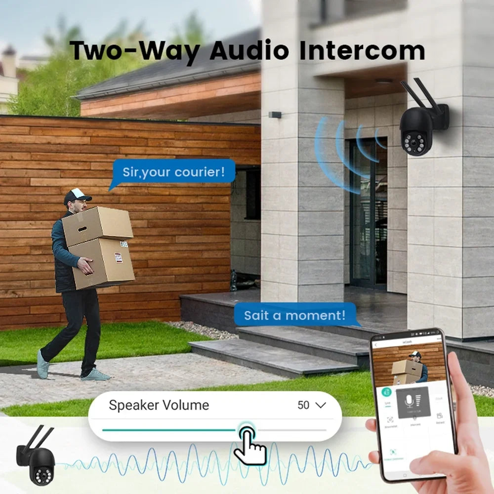 Camera 4MP Cameras with Wifi Pan/Tilt and exterior, Multi-Platform 2-Way Full Night LISUEYNE for Color Security Surveillance 2.4G Siren, Vision, Audio, Motion Wireless Detection