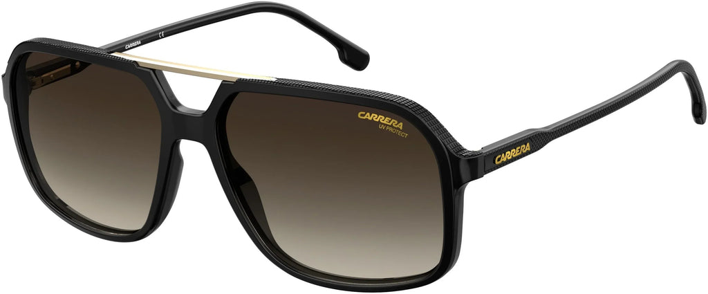 Black/Brown Plastic Adult 59mm Unisex Sunglasses Carrera Square CA 229/S