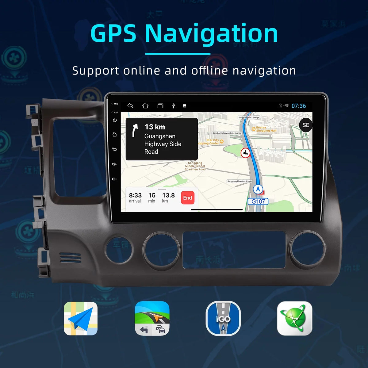 Android for Support Backup Auto Camera Car Navi Double Civic inches 10.1 & Carplay FM Android 2006-2011 Screen BT Honda Stereo IPS Touchscreen Din Car Radio with GPS 10
