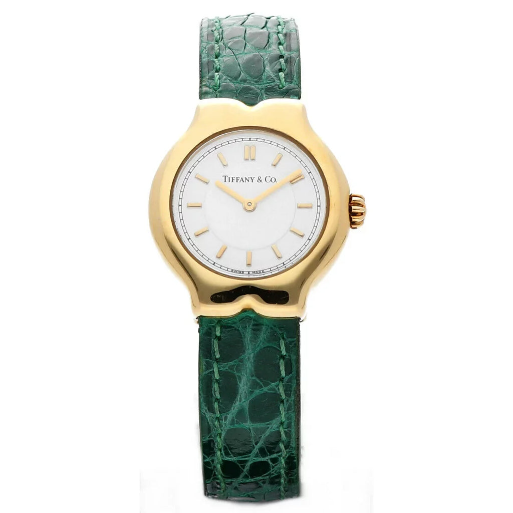 White Watch Leather Case Dial Tiffany&amp;Co Gold Yellow Ladies Tesoro L0130 18k