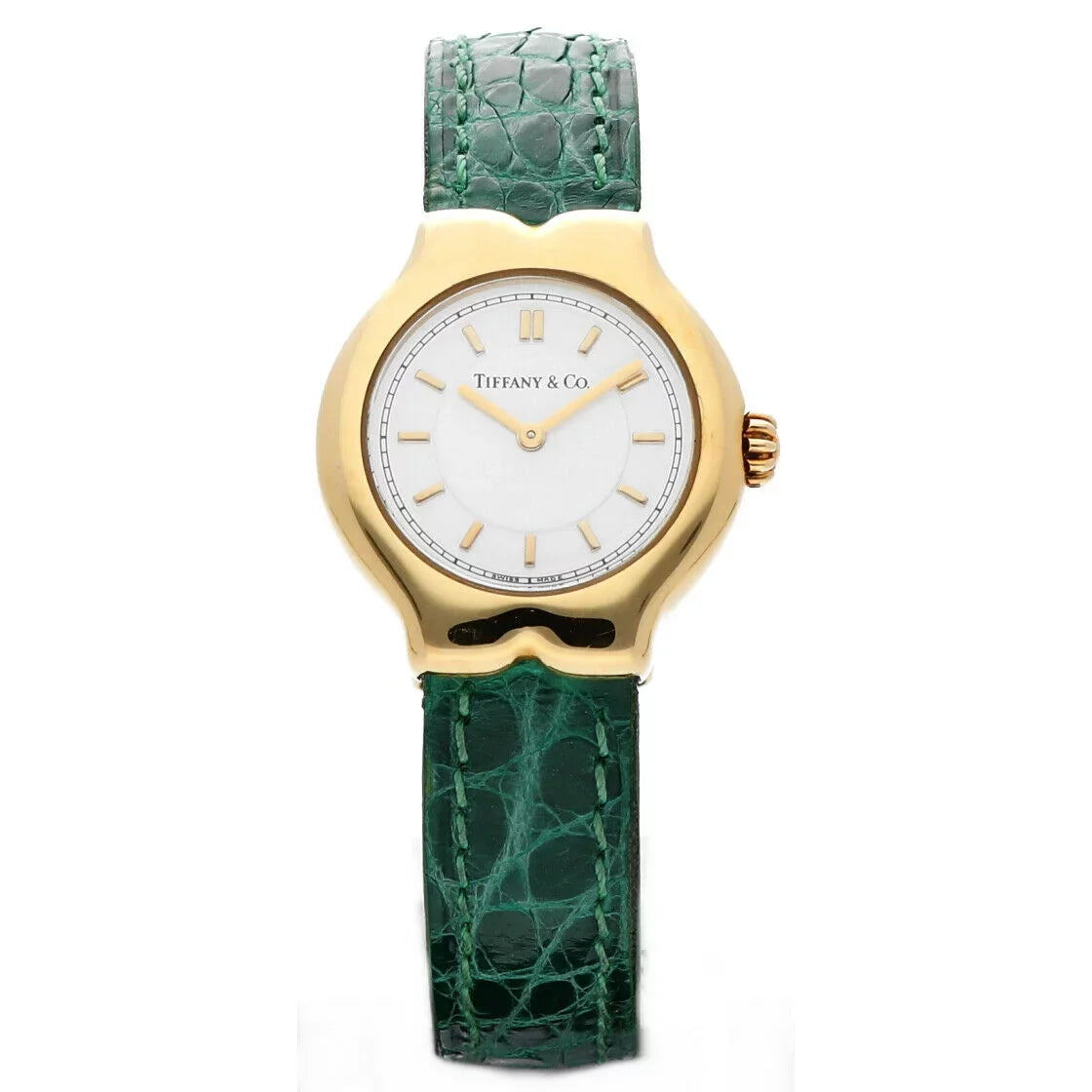White Watch Leather Case Dial Tiffany&amp;Co Gold Yellow Ladies Tesoro L0130 18k