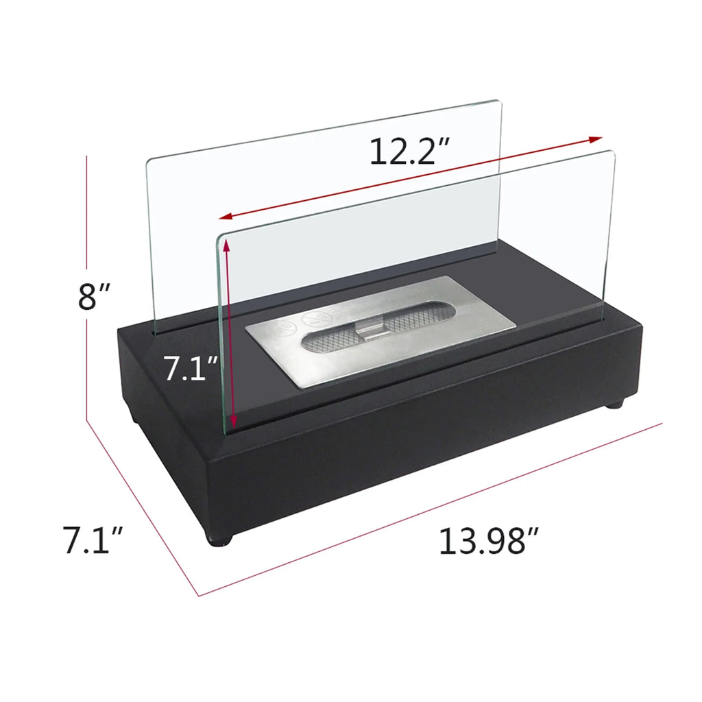 Ethanol exterior 13.98''L Tabletop with Metal x Bio Skypatio Fireplace x 8''H W 7.1'' Ventless Flame Guard