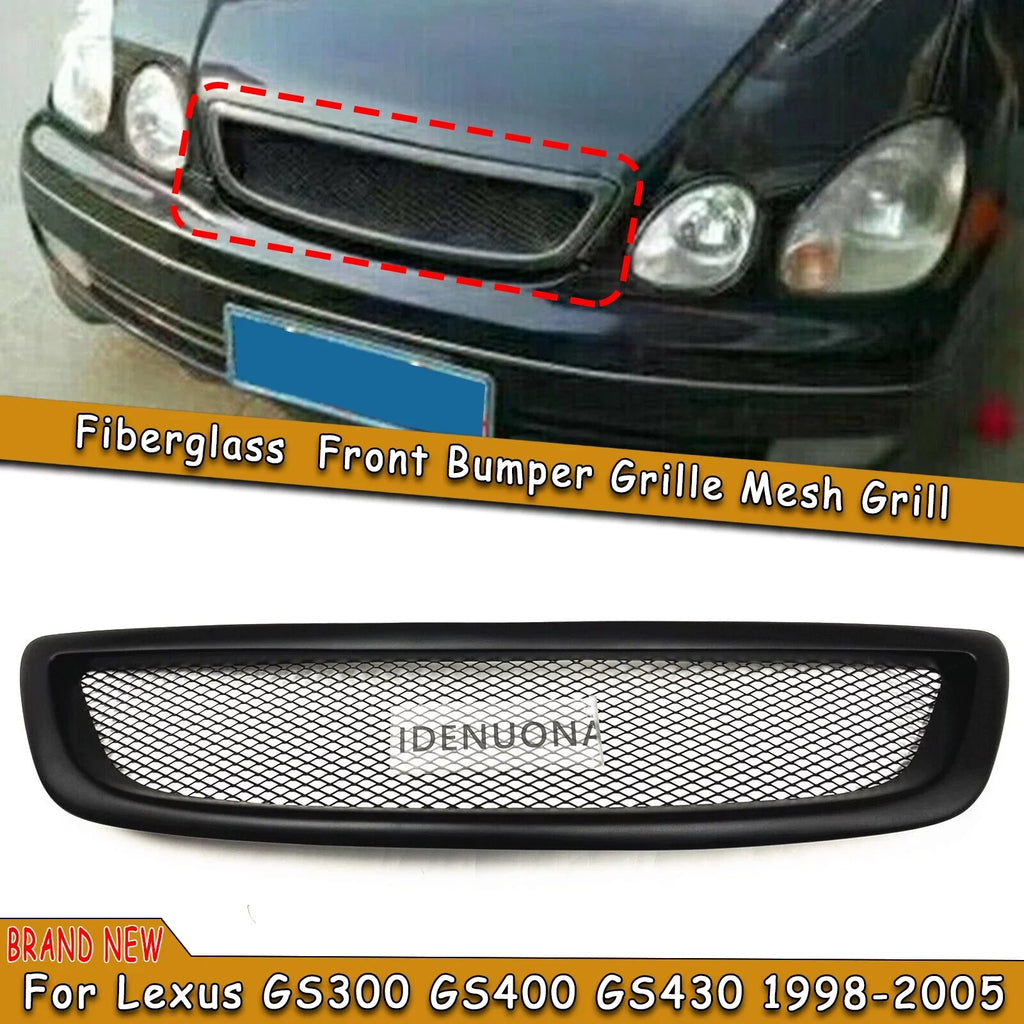For Black Front Matte GS400 Fiberglass Grill 1998-2005 Lexus Bumper GS300 Mesh GS430