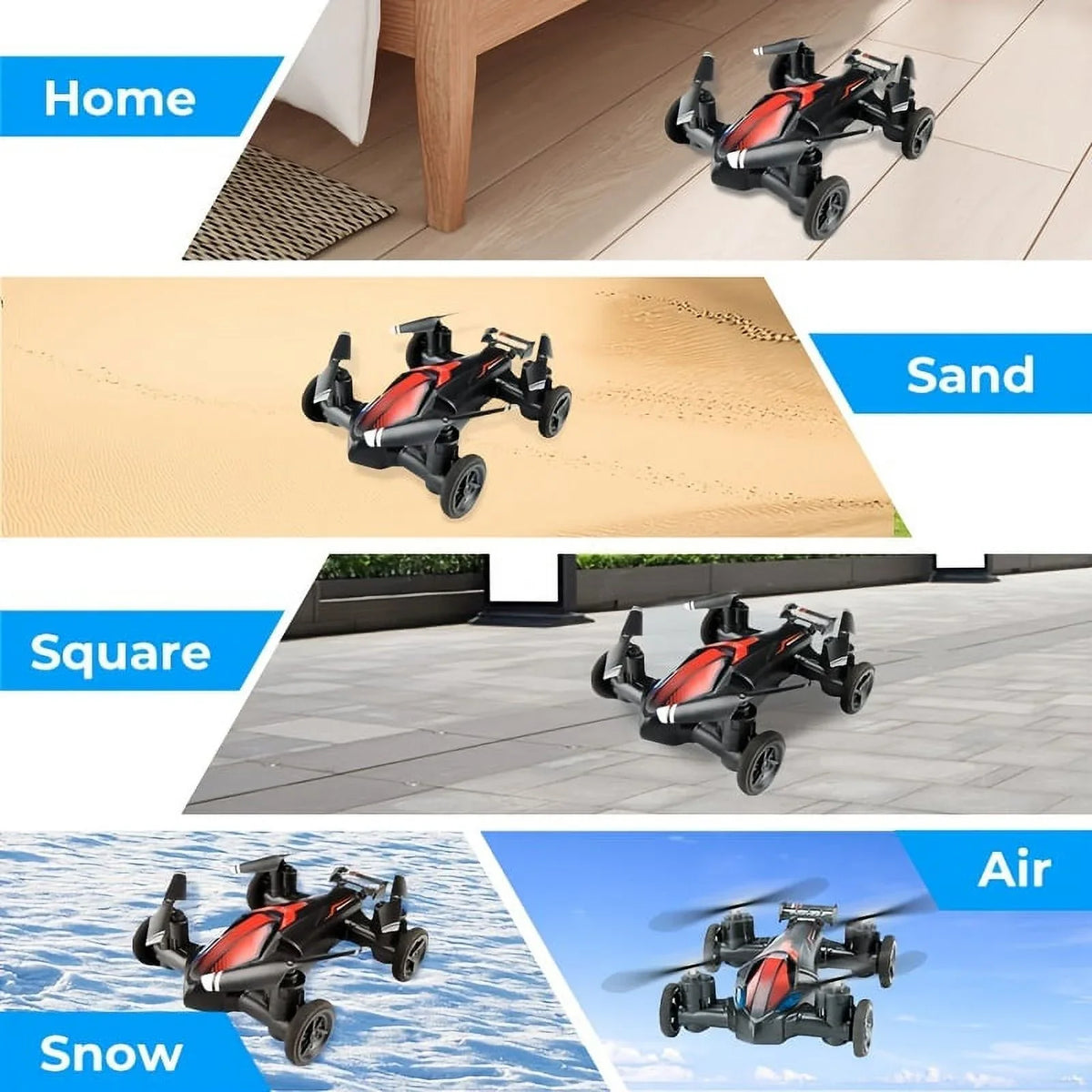 Unmanned Car Dual-use RC And Gift Flight, And Height Drone High-speed Toys Four-axis Land Low-speed Drone Setting, Intelligent Switch Air Toy For Stable