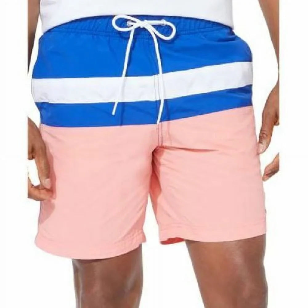 Nautica Colorblocked T01131 Trunks Coral-2XL Men's in Pale Swim 8"