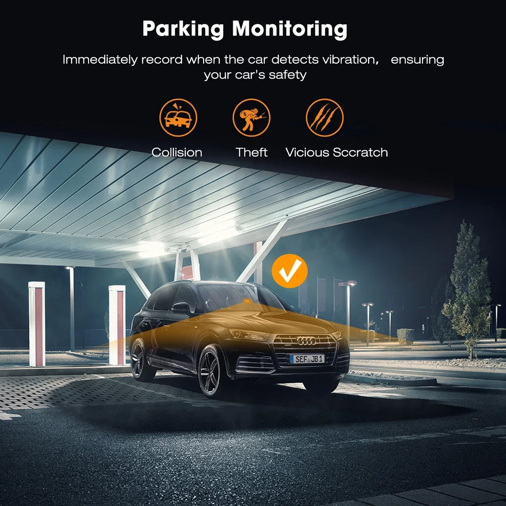 Wide Parking LCD Cam TOGUARD WDR, Mode, 2" Dash Cam,4K Car Front Vision, Angle, Dash Night GPS, Camera Screen with G-Sensor 170°