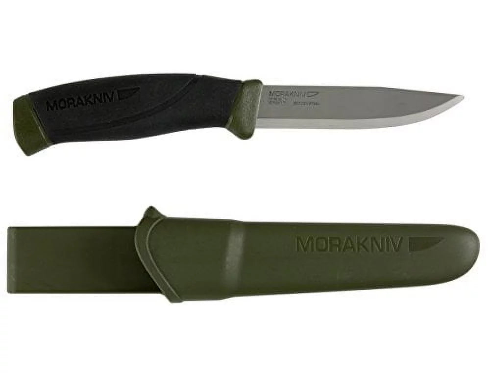 Blade Companion Knife Blade, Fixed with Steel 4.1-Inch, Morakniv Green Carbon exterior Military