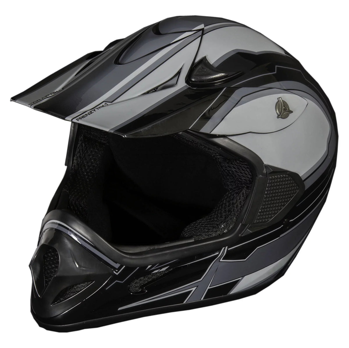 DOT MX Adult Black-Grey, XL Approved, FRENZY Helmet,