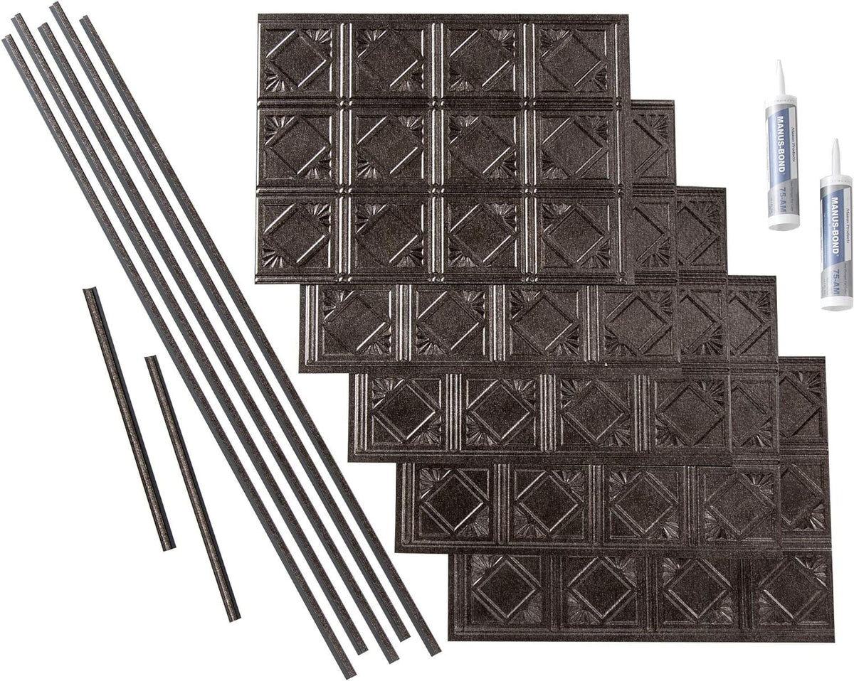 Smoked Pewter Ft 4 Traditional In Sq 15 Decorative Kit design/Pattern Vinyl Backsplash