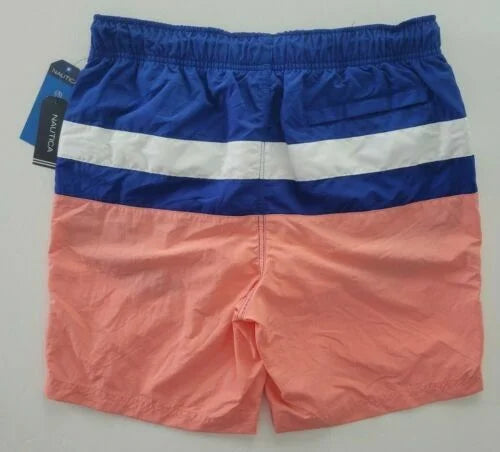 Nautica Colorblocked T01131 Trunks Coral-2XL Men's in Pale Swim 8"