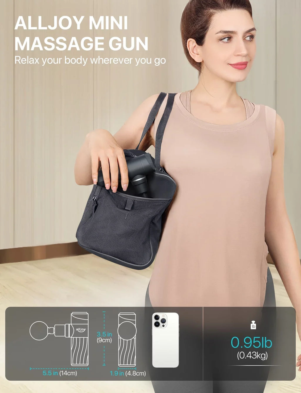for Neck Powerful Deep Gun with Mini Percussion Muscles ALLJOY 4 Arms Back Tissue, Handheld Attachments, Massage Gun Massager Muscle Massager Sports Speed 4 Compact Settings,