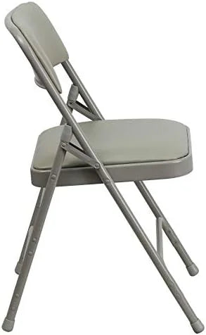 Vinyl Gray HERCULES Hinged 4 Double Triple Braced Chair Pack Curved Series & Folding Metal