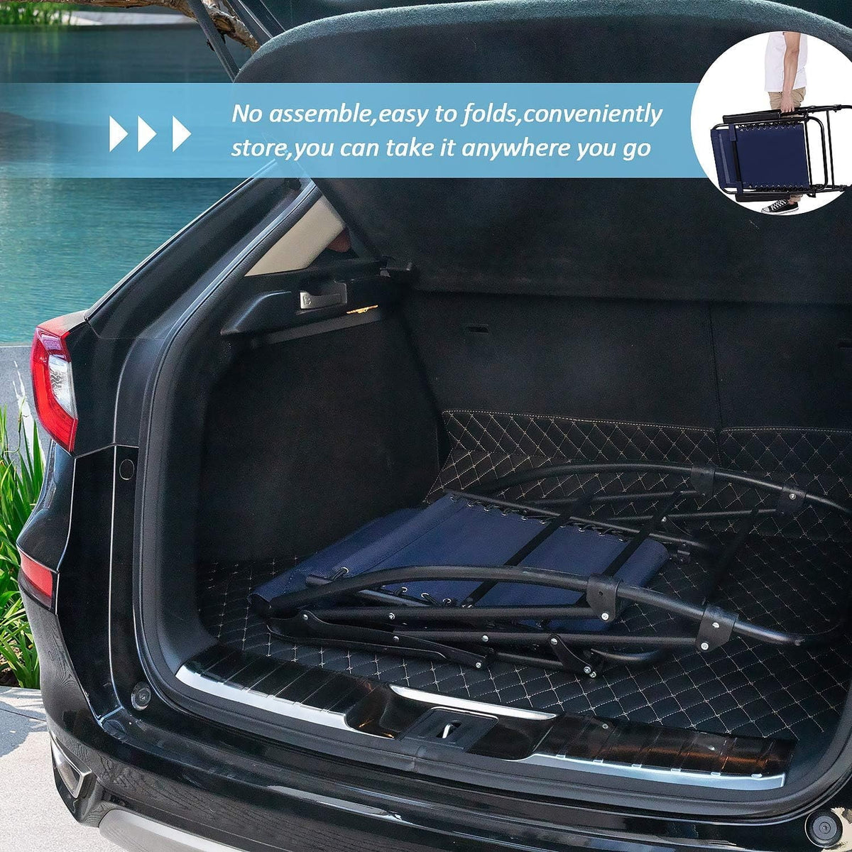 Lounge Patio Fishing Recliner For Chair Beach Rocking Camping Poolside(Blue) exterior Chair Folding Headrest Portable Wide With